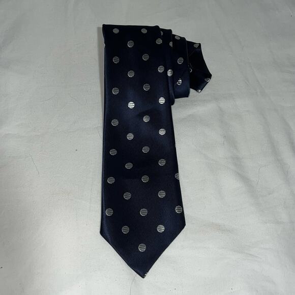 Classic Polka Dot Mens Silk Tie Acetate Rayon - Picture 3 of 5